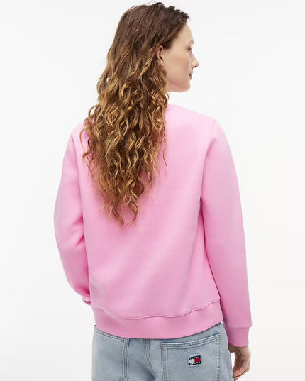 Flag Embroidery Brushed Fleece Sweatshirt - Pink Daisy