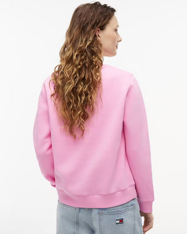 Flag Embroidery Brushed Fleece Sweatshirt - Pink Daisy