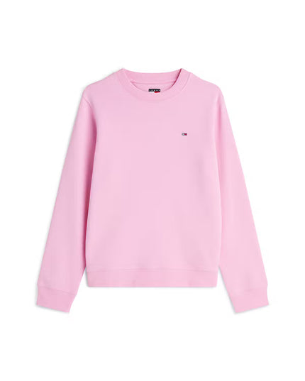 Flag Embroidery Brushed Fleece Sweatshirt - Pink Daisy