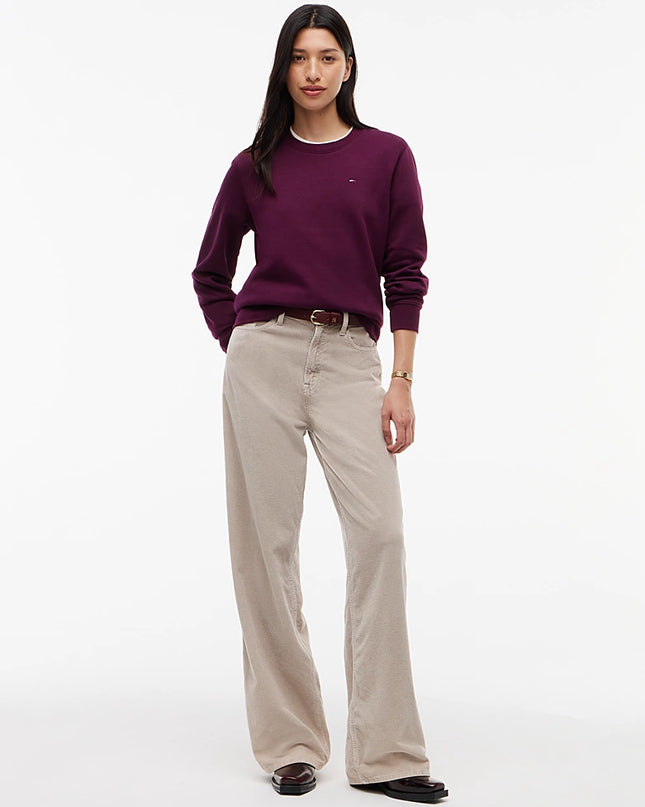 Flag Embroidery Brushed Fleece Sweatshirt - Calypso Berry