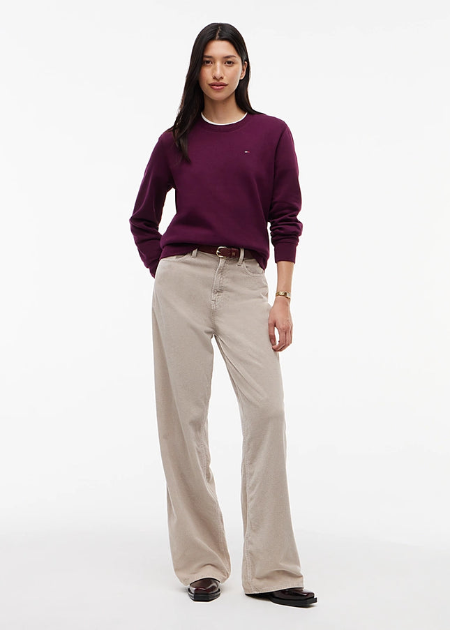 Flag Embroidery Brushed Fleece Sweatshirt - Calypso Berry