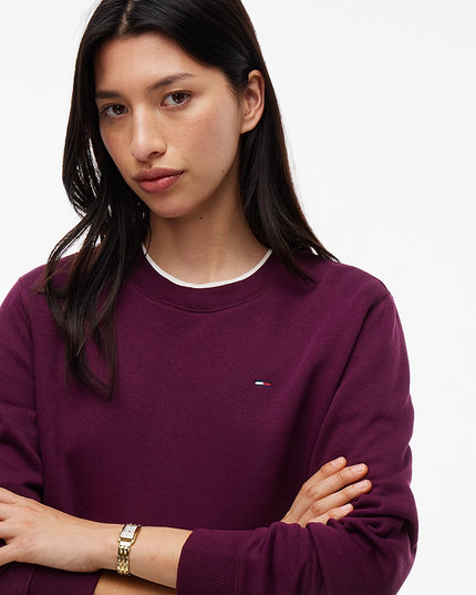 Flag Embroidery Brushed Fleece Sweatshirt - Calypso Berry