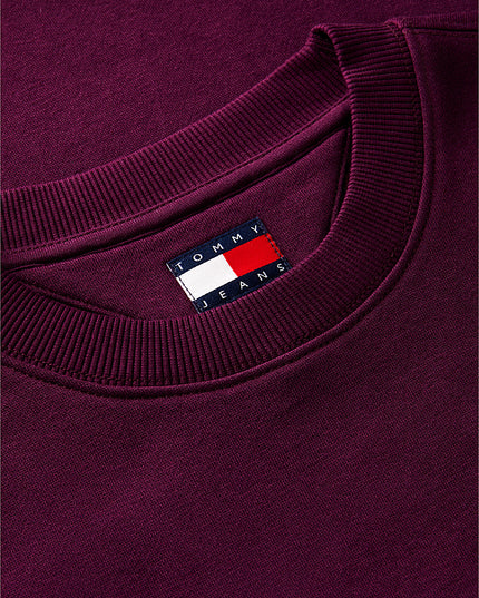 Flag Embroidery Brushed Fleece Sweatshirt - Calypso Berry