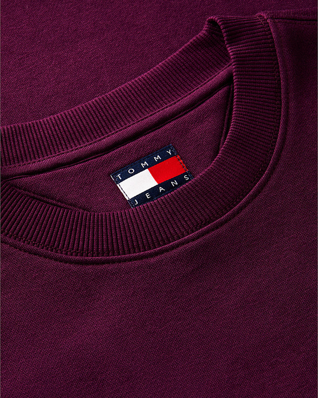 Flag Embroidery Brushed Fleece Sweatshirt - Calypso Berry