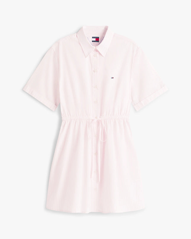 Stripe Relaxed Poplin Mini Shirt Dress - Pearly Pink Stripe