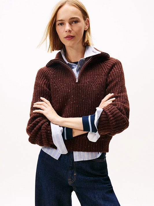 Logo Half-Zip Jumper With Wool - Rich Brown
