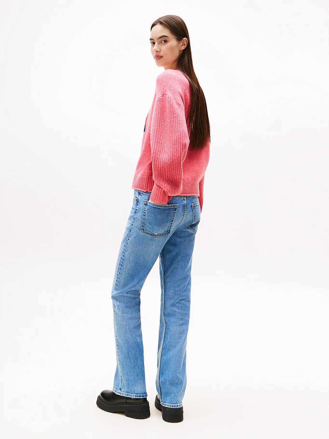 Tommy Flag Relaxed Mélange Jumper - Vintage Cerise Heather