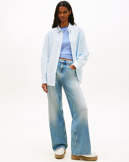 Relaxed Fit Linen Blend Shirt - Light Powdery/Stripe