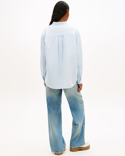 Relaxed Fit Linen Blend Shirt - Light Powdery/Stripe
