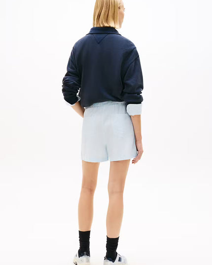 Essential Linen Shorts - Light Powdery Blue Stripe