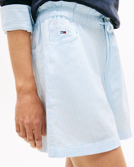 Essential Linen Shorts - Light Powdery Blue Stripe
