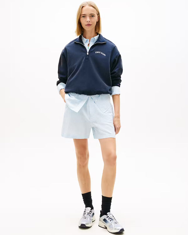 Essential Linen Shorts - Light Powdery Blue Stripe