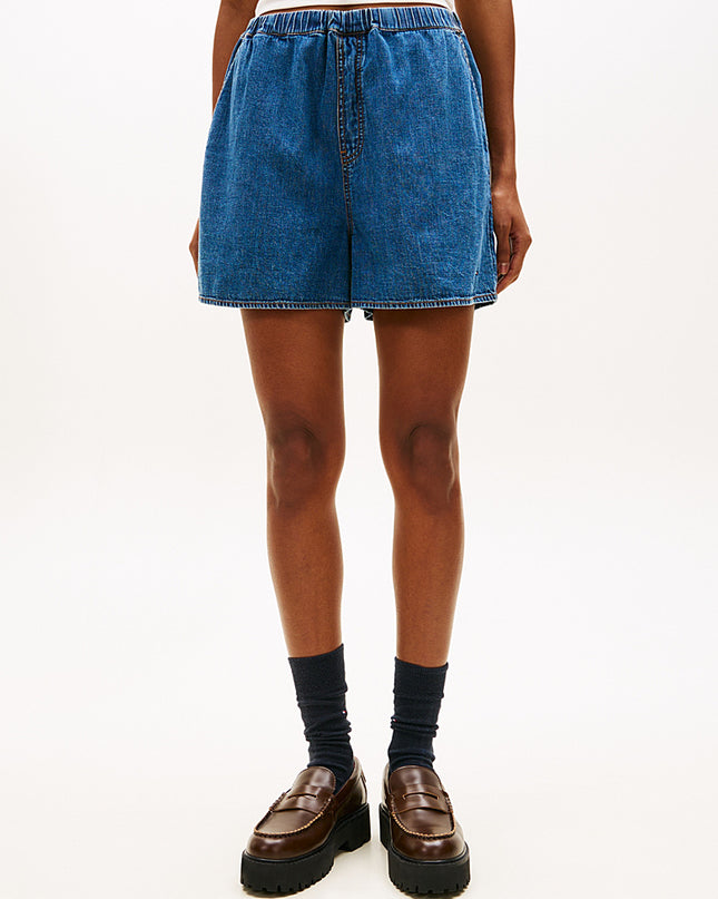 Chambray Loose Shorts - Medium Denim