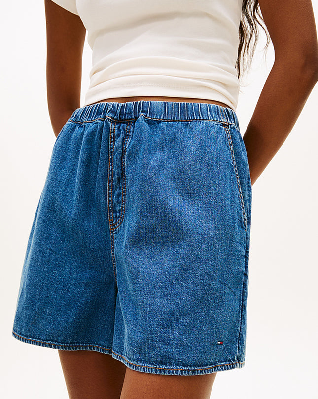 Chambray Loose Shorts - Medium Denim