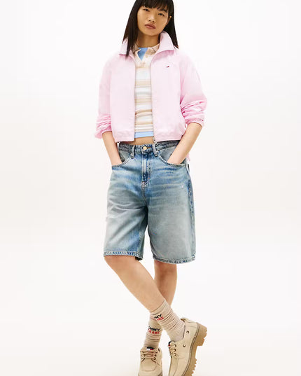 TJW Tie Side High Neck Jacket - Pearly Pink