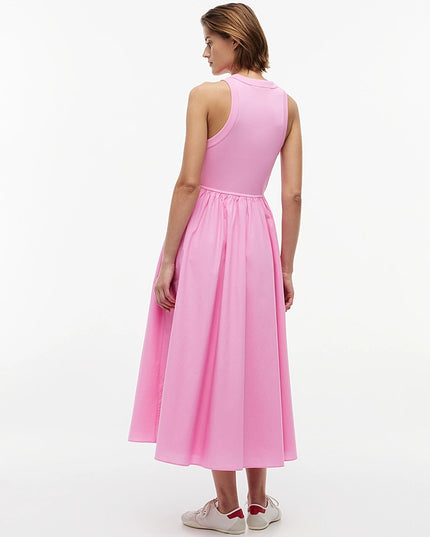 Slim Poplin Tank Top Maxi Dress - Pink Daisy