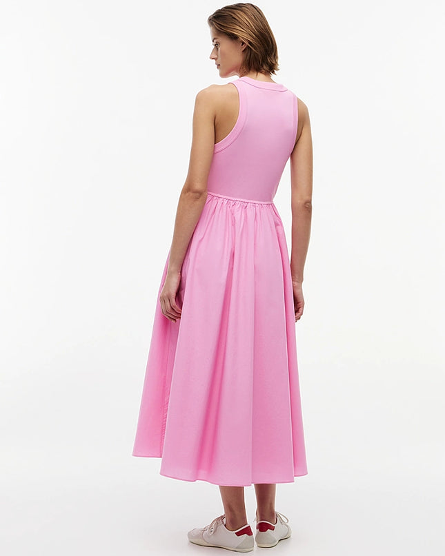 Slim Poplin Tank Top Maxi Dress - Pink Daisy
