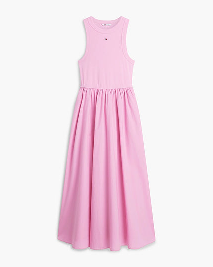Slim Poplin Tank Top Maxi Dress - Pink Daisy