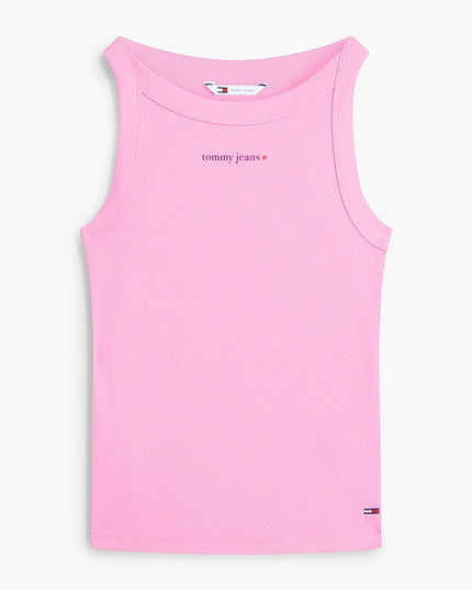 Logo Ribbed Slim Tank Top - Pink Daisy