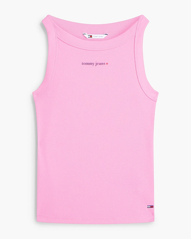 Logo Ribbed Slim Tank Top - Pink Daisy