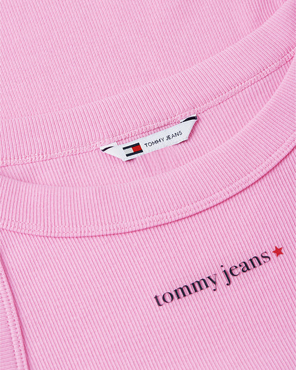 Logo Ribbed Slim Tank Top - Pink Daisy
