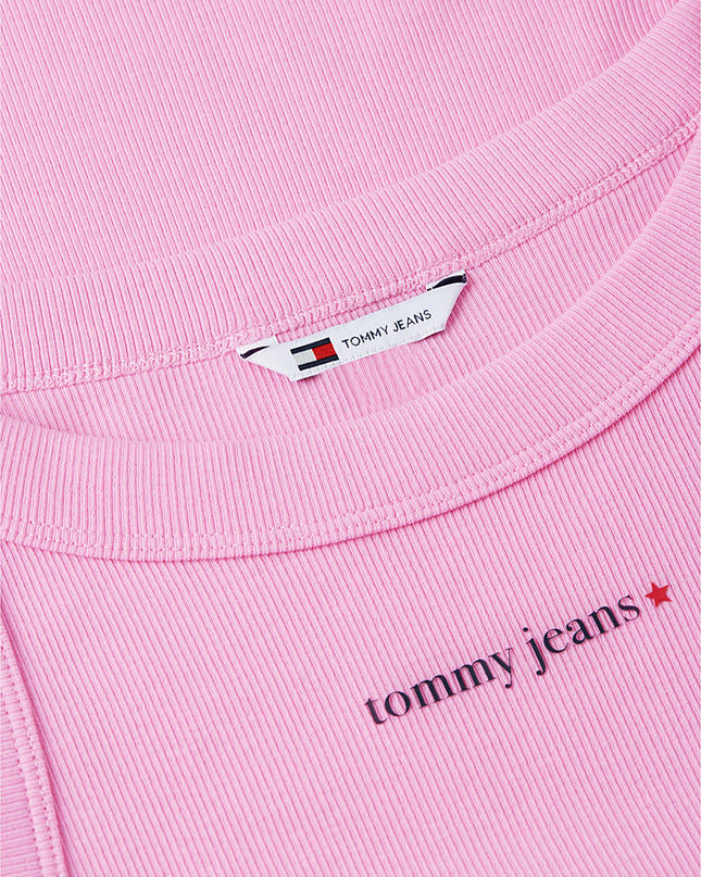 Logo Ribbed Slim Tank Top - Pink Daisy