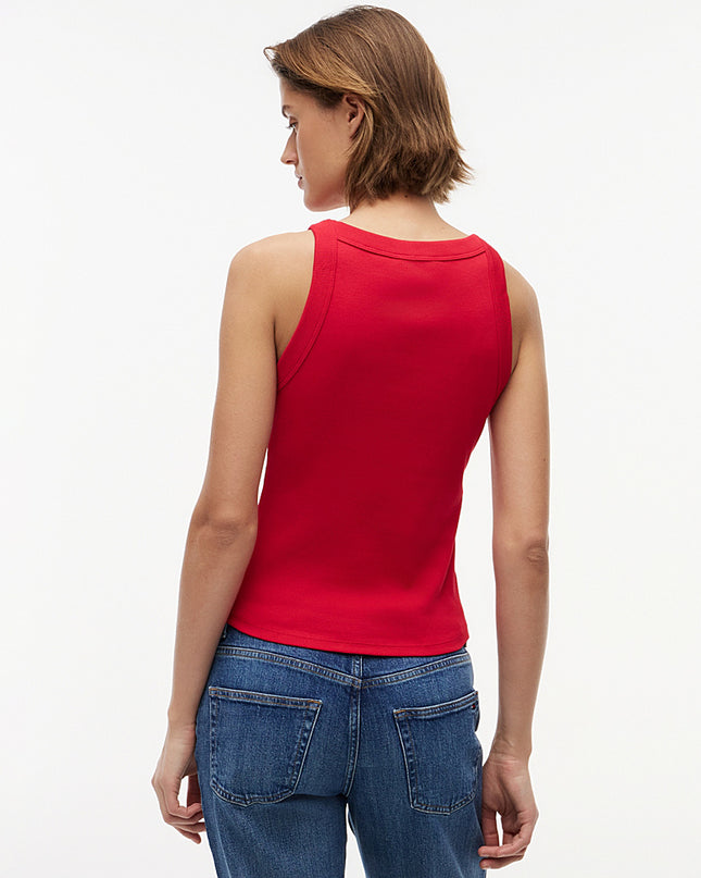 Logo Ribbed Slim Tank Top - Amaryllis Red