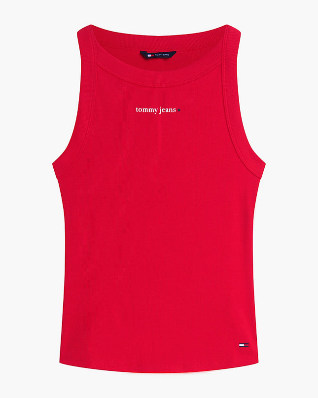 Logo Ribbed Slim Tank Top - Amaryllis Red