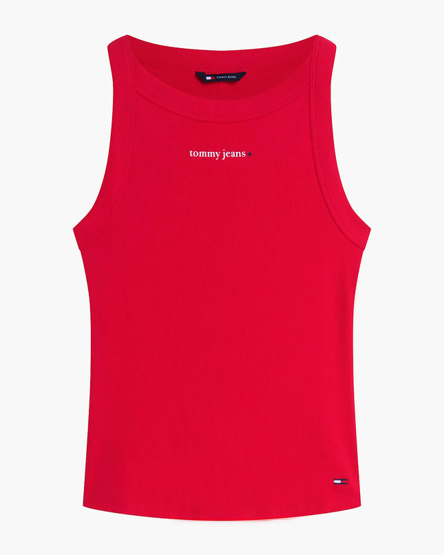 Logo Ribbed Slim Tank Top - Amaryllis Red