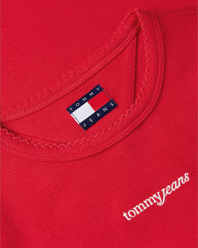 TJW SLIM SCRIPT RIB SS TEE - Amaryllis Red