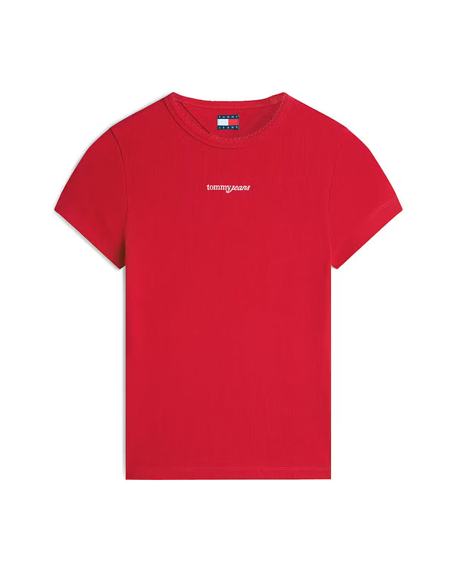 TJW SLIM SCRIPT RIB SS TEE - Amaryllis Red