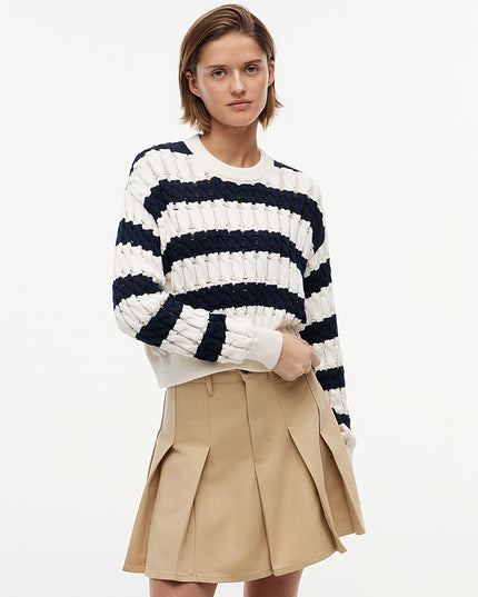Loose Cable Knit Jumper - Dark Night Navy / Stripe