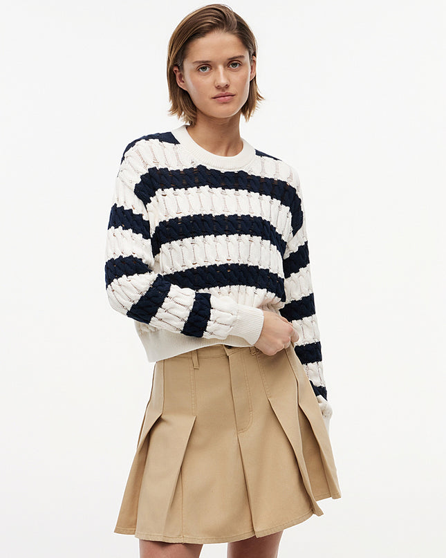 Loose Cable Knit Jumper - Dark Night Navy / Stripe