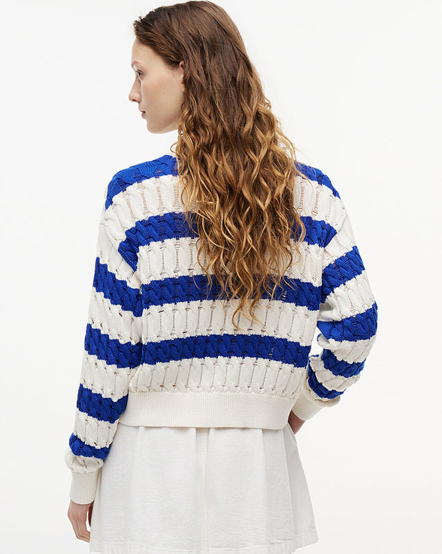 Loose Cable Knit Jumper - Noble Blue / Stripe