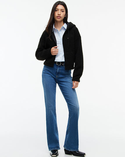 Teddy Fleece Zip-Thru Hoody - Black