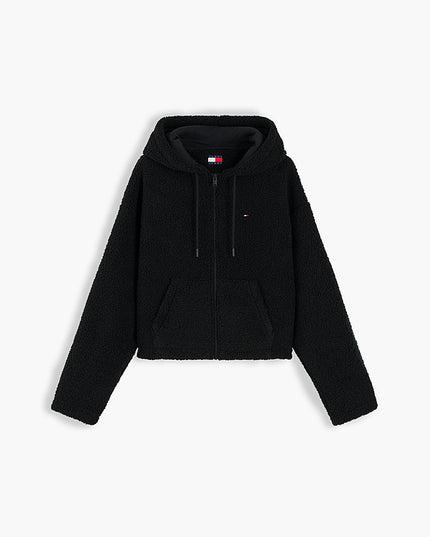 Teddy Fleece Zip-Thru Hoody - Black