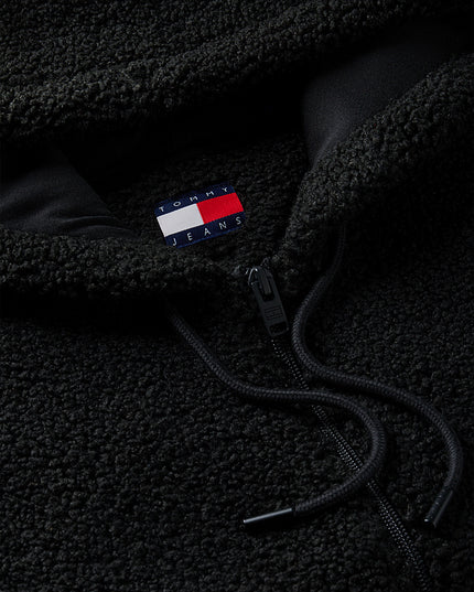Teddy Fleece Zip-Thru Hoody - Black