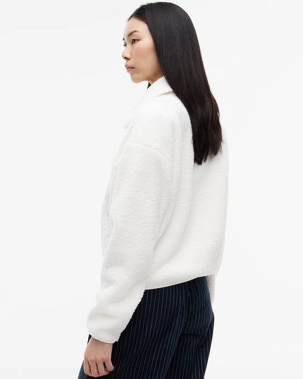 Teddy Fleece Boxy Zip-Thru Sweatshirt - Off White