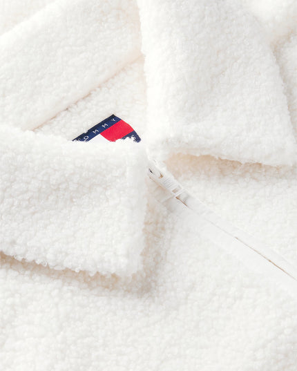 Teddy Fleece Boxy Zip-Thru Sweatshirt - Off White