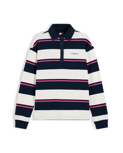 Relaxed Script Rugby Top - Off White / Stripe