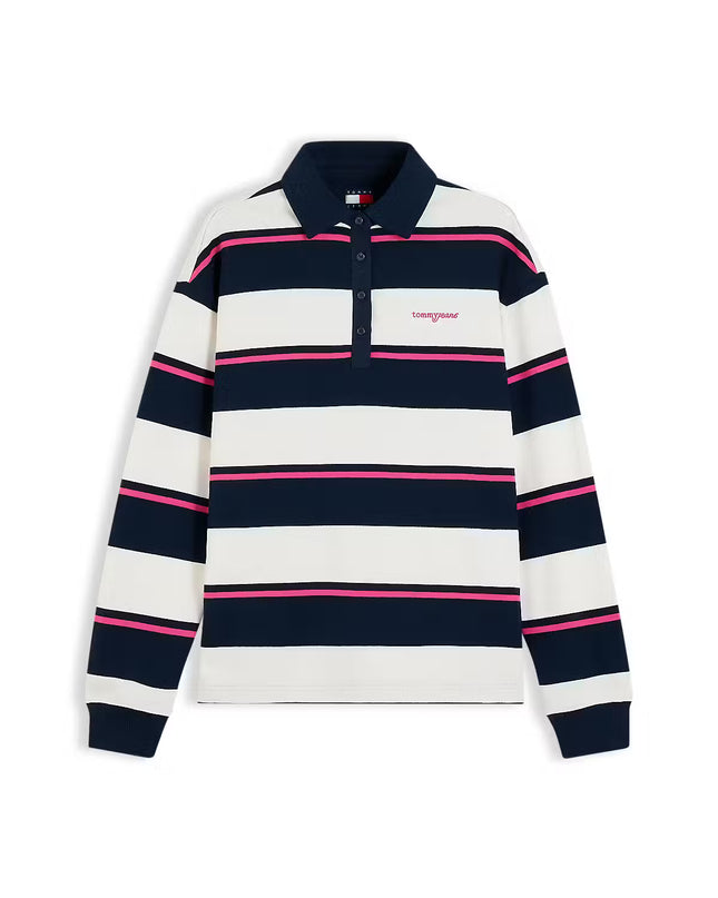 Relaxed Script Rugby Top - Off White / Stripe