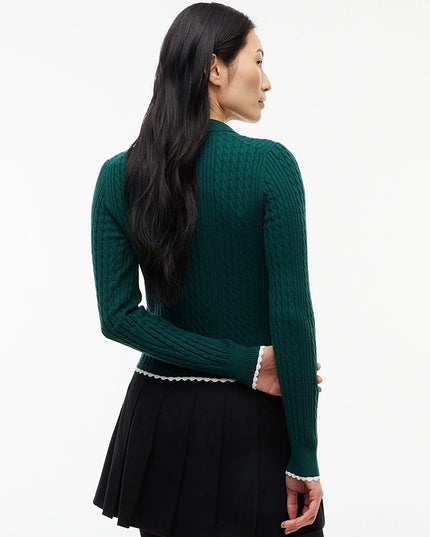 Micro Cable Knit Slim Polo Jumper