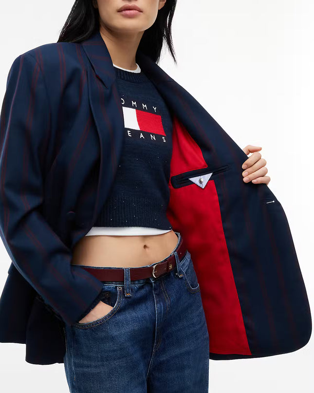 Wool Blend Double Breasted Blazer