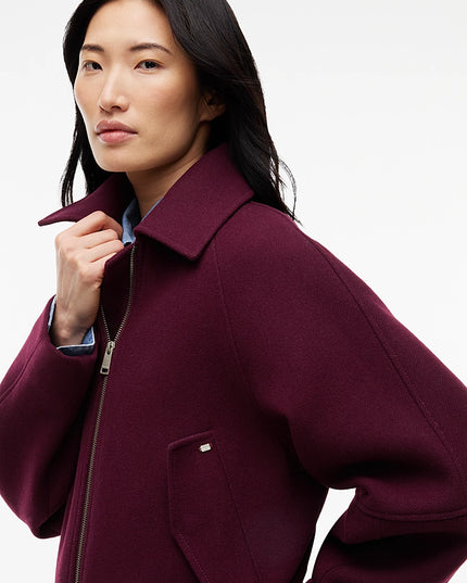 Wool Blend Belted Relaxed Jacket - Calypso Berry