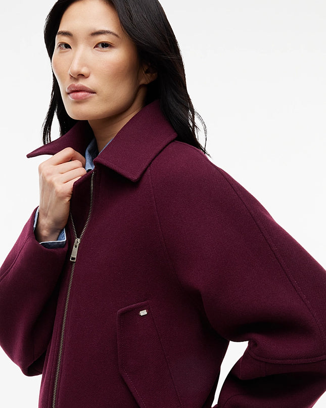 Wool Blend Belted Relaxed Jacket - Calypso Berry