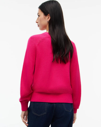 Tommy Flag Relaxed Crew Neck Jumper - Bright Cerise Pink