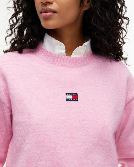 Tommy Badge Fluffy Jumper With Alpaca - Pink Sugar
