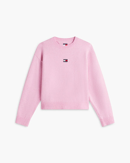 Tommy Badge Fluffy Jumper With Alpaca - Pink Sugar