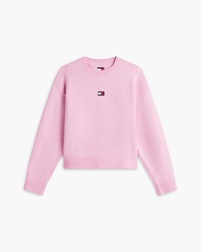 Tommy Badge Fluffy Jumper With Alpaca - Pink Sugar