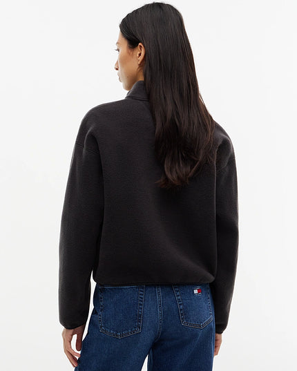 Teddy Badge Quarter Zip Sweatshirt - Black